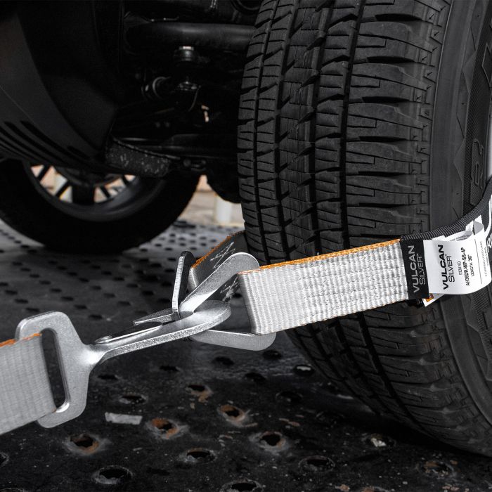 VULCAN Complete Axle Strap Tie Down Kit with Snap Hook Ratchet Straps  Silver Series Includes (4) 22 Inch Axle Straps, (4) 36 Inch Axle Straps,  and (4) 8' Snap Hook Ratchet Straps