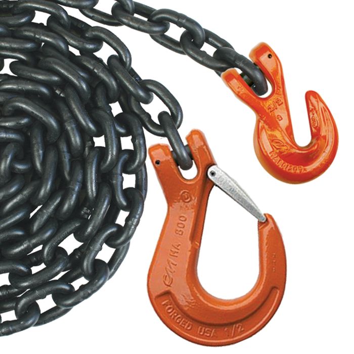 VULCAN Grade 70 5/16 Binder And Safety Chain Tie Downs With Grab Hooks -  4,700 lbs.