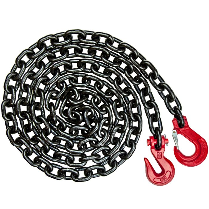 Vulcan Binder/Safety Chain Tie Down with Grab Hooks and Sling Hooks - Grade 80 - 1/2 inch x 12 Foot - 12,000 Pound Safe Working Load