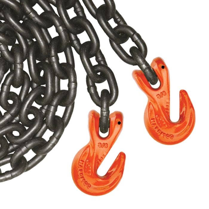 Vulcan Binder Chain Tie Down with Grab Hooks - Grade 100 - 3/8 inch x 20 Foot - ProSeries - 8,800 Pound Safe Working Load BT607910-20