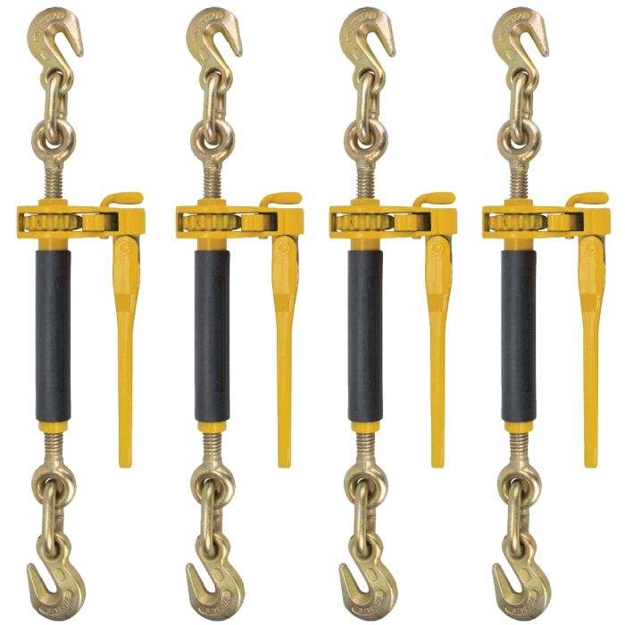 Peerless Ratchet Style Folding Handle Load Binder with 2 Grab Hooks - 7,100  Lbs. Safe Working Load (For 5/16'' Grade 70 - 3/8'' Grade 70 or 3/8'' Grade  80 Chain - Pack of 4)
