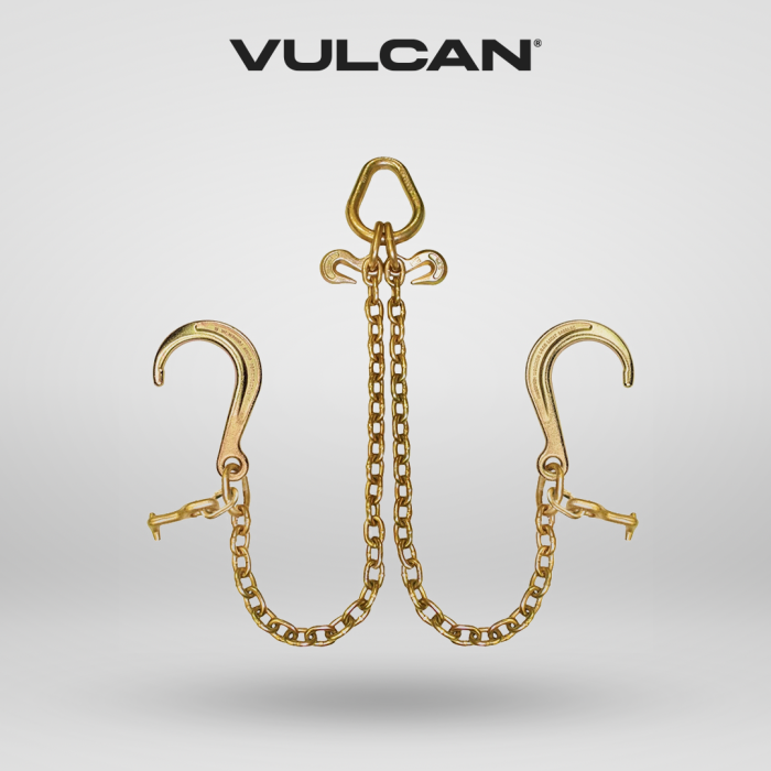 Vulcan Johnstown Towing Chain Bridle with 8 inch J Hooks and Alloy T Hooks - Grade 70 Chain - 40 Inches Long - 4,700 Pound Safe Working Load CBS-36SPH
