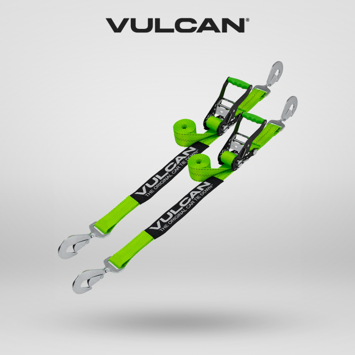 VULCAN Car Tie Down with Twisted Snap Hooks - 2 Inch x 96 Inch - 2