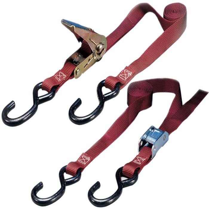 1 x 6' Cam Buckle Handle Bar Strap with S-Hooks & Soft Pull Loops, Motorcycle Tie Down Strap