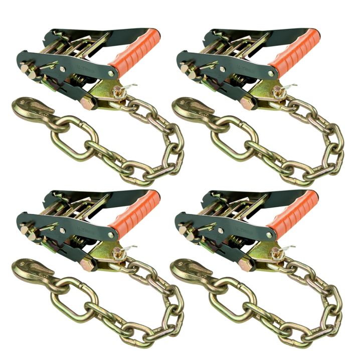 VULCAN Ratchet Strap with Flat Hooks - 2 Inch, 2 Pack - PROSeries