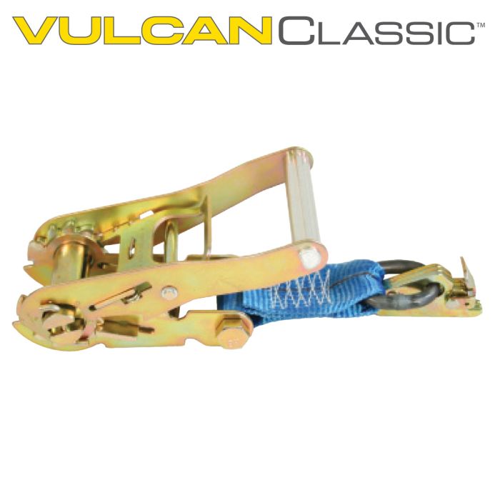 VULCAN Ratchet Straps with Wire J Hooks - 2 Inch x 15 Foot, 4 Pack