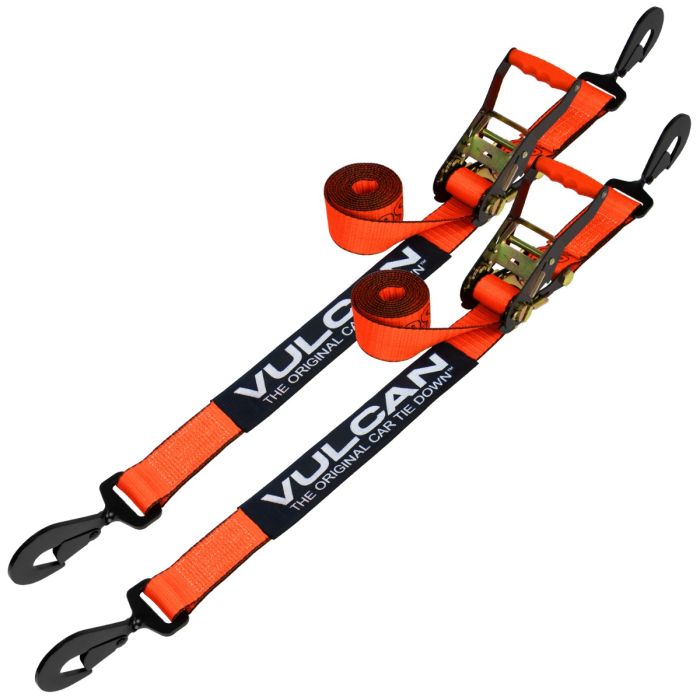 VULCAN Ratchet Strap with Flat Hooks - 2 Inch, 2 Pack - PROSeries
