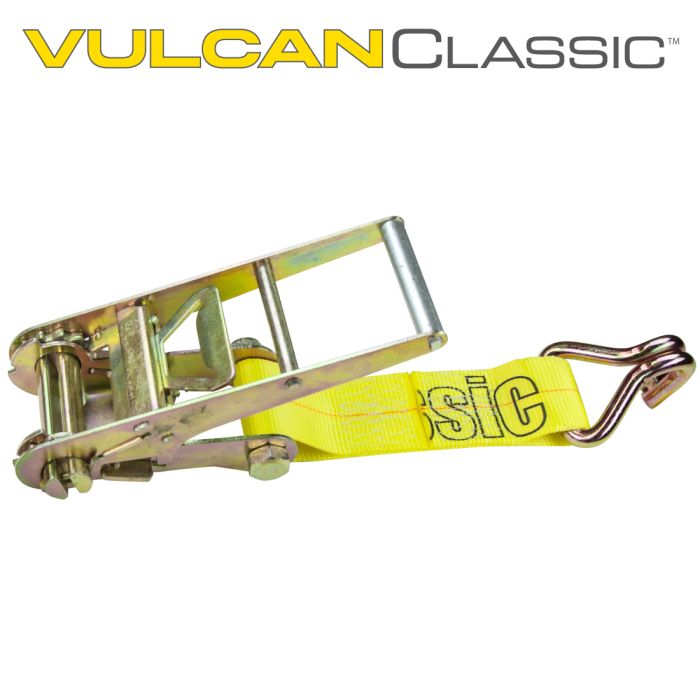 VULCAN Ratchet Straps with Wire J Hooks - 2 Inch x 15 Foot, 4 Pack