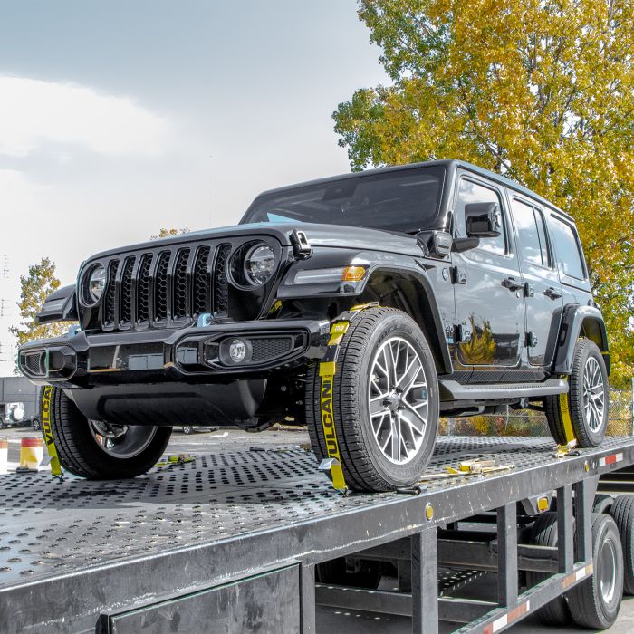 2 x 10' Car Hauler Tie Downs w/ J Hooks & Ratchet Buckle & Tire