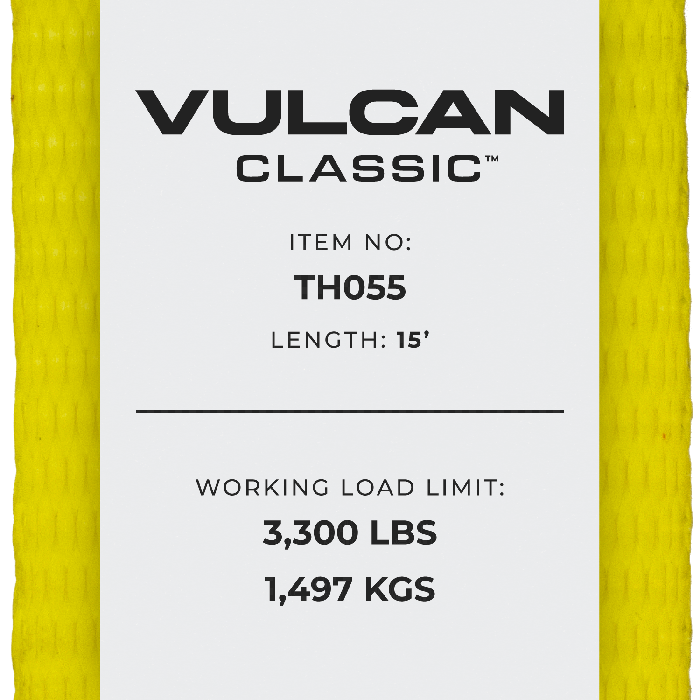 Vulcan 8-Point Roll Back Vehicle Tie Down Kit with Snap Hook On Strap Ends and Chain Tail On Ratchet Ends - Set of 4 - Classic Yellow