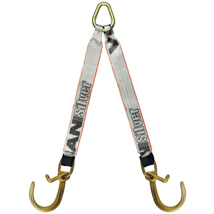 Vulcan Web Bridle with Forged 8 inch J Hooks and Alloy T Hooks - 47 inch - Silver Series - 4,700 Pound Safe Working Load