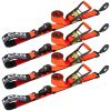 Vulcan Axle Tie Down Combo Strap with Snap Hook Ratchet - 2 inch x 114 inch - 4 Pack - ProSeries - 3,300 Pound Safe Working Load