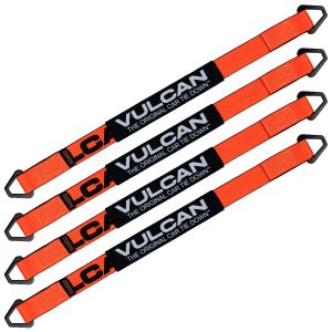 VULCAN Car Tie Down Axle Strap with Wear Pad - 2 Inch x 36 Inch - 4 Pack - PROSeries - 3,300 Pound Safe Working Load