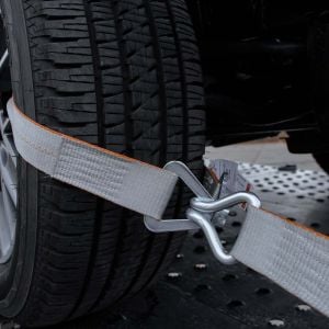 VULCAN Car Tie Down Axle Strap with Wear Pad - 2 Inch x 36 Inch - 4 Pack - Silver Series - 3,300 Pound Safe Working Load