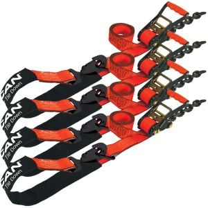 VULCAN Axle Tie Down Combo Strap - Chain Tail Ratchet - 2x114 Inch - 4 Pack - PROSeries - 3,300 Pound Safe Working Load