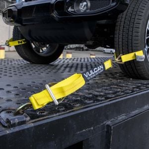 VULCAN Ultimate Axle Tie Down Kit - Classic Yellow - Includes (2) 22 Inch Axle Straps, (2) 36 Inch Axle Straps, (2) 96 Inch Snap Hook Ratchet Straps, and (2) 112 Inch Axle Tie Down Combination Straps