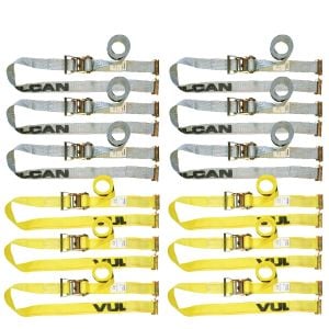 VULCAN Logistic Strap - Ratchet Style E Track Interior Van - 12 Piece Combo Pack - 1,333 Pound Safe Working Load