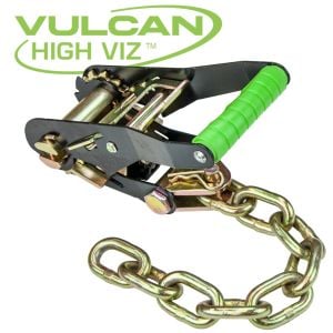 VULCAN 2 Inch Wide Handle Ratchet Buckle with Chain Tail - High-Viz - 3,300 Pound Safe Working Load