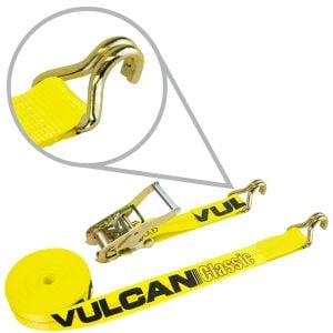 VULCAN Ratchet Strap with Wire Hooks 2 Inch x 30 Foot, 10 Pack - Classic Yellow - 3,300 Pound Safe Working Load