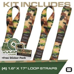 VULCAN Soft Loop Straps - 1.6" x 17" - 3X Stronger Than 1" Straps - Camouflage - (4) Loop Tie Down Extension Straps - Attach To Handlebars, Struts, Axles - For ATVs, UTVs, Snowmobiles, Jet Skis