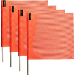 VULCAN Safety Flag with Dowel - Bright Orange - Jersey Mesh Construction - 18 Inch x 18 Inch - 4 Pack