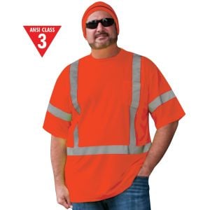 Class 3 Orange Crew Neck Stretch Tee Shirts