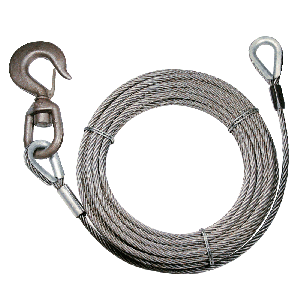 VULCAN Fiber-Core Extension Winch Cables - 3/8" Swivel Hook & Eye