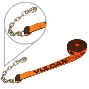 VULCAN Winch Strap with Chain Anchor - 2 Inch x 30 Foot - PROSeries - 3,600 Pound Safe Working Load