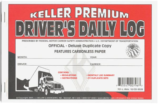 545MP-25, 545MP-50, 545MP-100 J.J. Keller Carbonless Loose Leaf Daily Log  Sheets - Value Pack