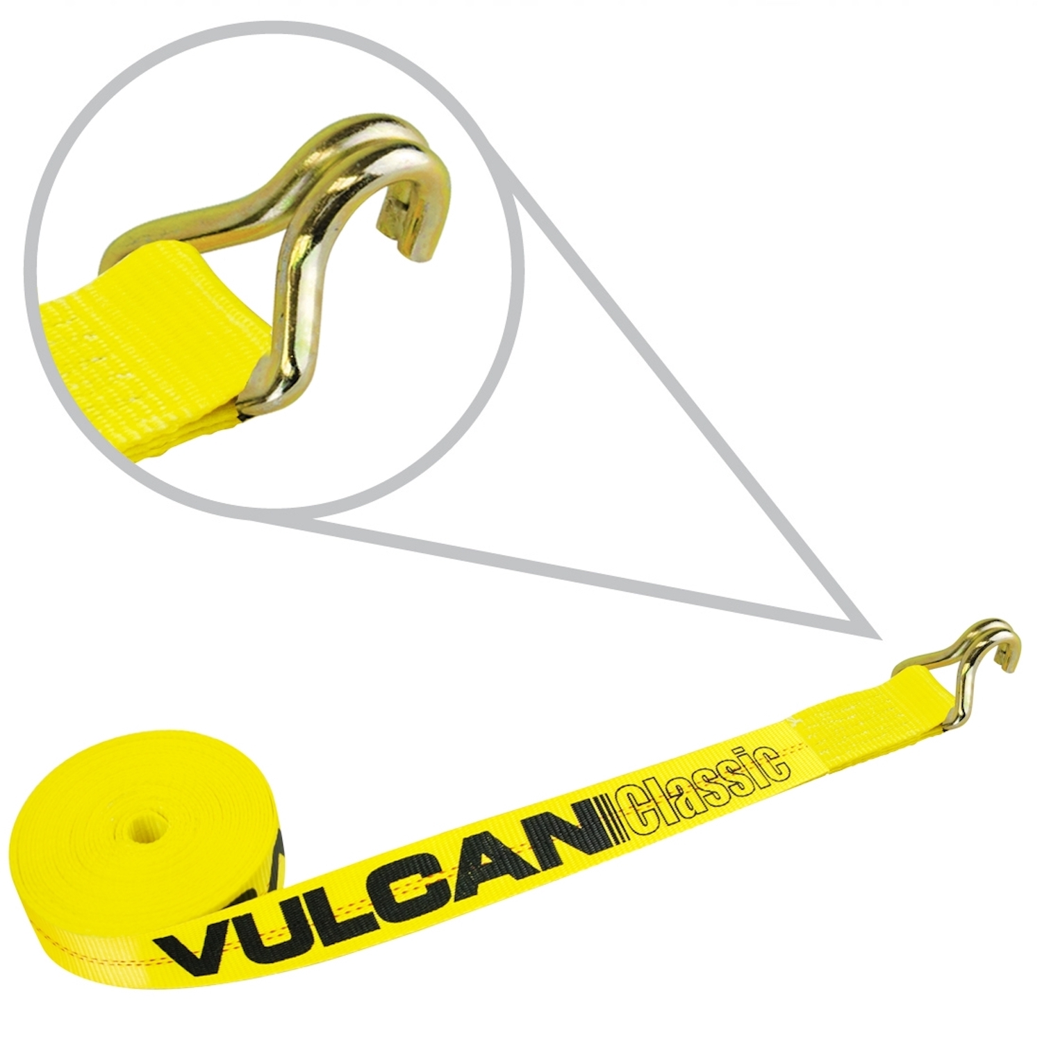 VULCAN Winch Strap with Twisted Snap Hook - 2 Inch x 15 Foot, 4 Pack -  3,300 Pound Safe Working Load