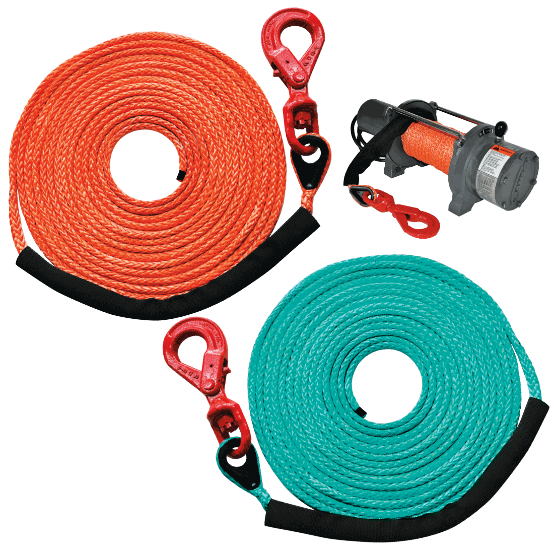 1/2' X 100 Synthetic Winch Rope with Hook Orange Color For